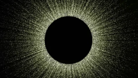 Static animation for a logo template with a large white circle from which Stock Footage 297785244