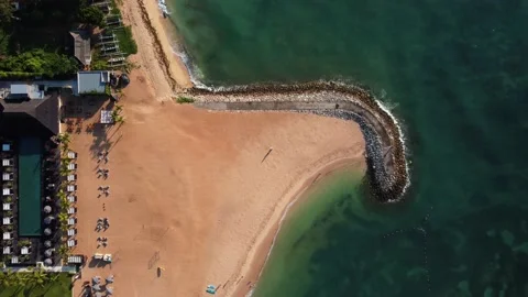Static birds eye view on beautiful beach Stock Footage 153348109