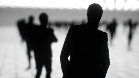 A Static of black business man in group of business people shiloutete Stock Footage 155223675