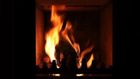 Static camera on kitchen stove flames Stock Footage 124155048