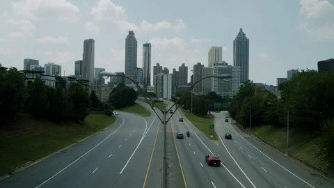 Static Centered View Of Atlanta City Skyline 4K 48FPS SLO-MO Stock Footage 267475078