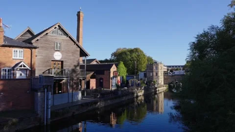 Static clip of Cox Yard and River Avon in Stratford Stock Footage 325774186