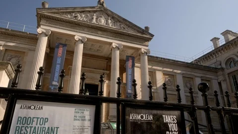 Static clip of the facade of Ashmolean Museum Stock Footage 97433086