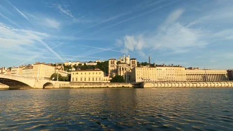 Static clip of St Jean and Fourvière hill in Lyon with a busy sky Stock-Footage 242943124