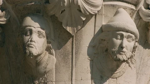 Static close up Exterior sculptures of the Doges Palace, Venice, Itlay Stock Footage 74349436