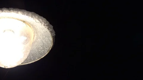Static close up footage outside lamp dark black background 4k Stock Footage 86729830