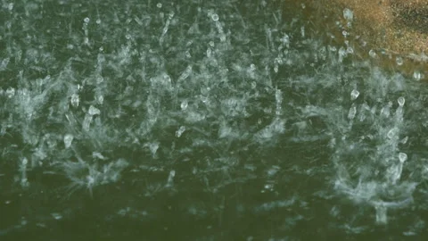 Static Close-up of Heavy Rain Splashing on Water Surface Stock Footage 329341707