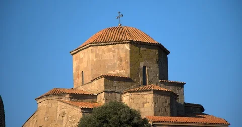 Static close up of Jvari Monastery cupola, a 6th century Georgian Orthodox Stock Footage 104253201