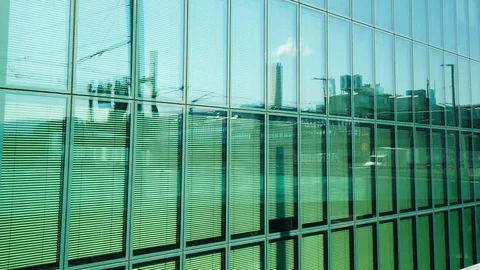 Static close up shot of a modern skyscraper - abstract detail exterior Stock Footage 129766700