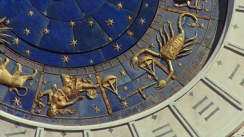 Static Close up of St Mark's Clock Tower, Venice, Veneto, Italy 스톡 동영상 74338898