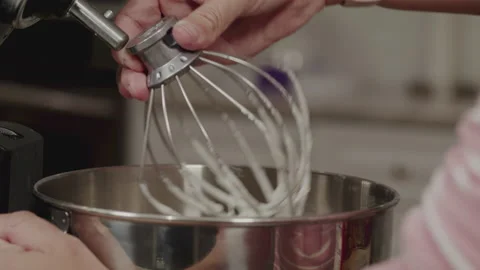 Static closeup hands removing whisk from kitchen blender bowel removed 스톡 동영상 155077627