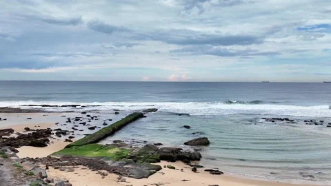 Static Coastal View of Bar Beach in Newcastle, New South Wales, Australia Stock Footage 313872877