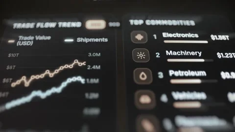 Static dark dashboard places an upward trade trend Stock Footage 343354166