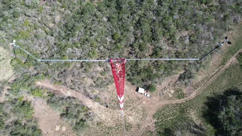 Static drone footage of a wind met mast Stock Footage 234645124