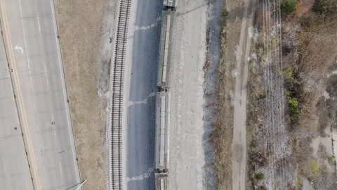 Static Drone Moving Train Stock Footage 256458921