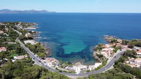 Static Drone Shot Of Bonne Eau Cove In Les Issambres, France Stock-Footage 336890168