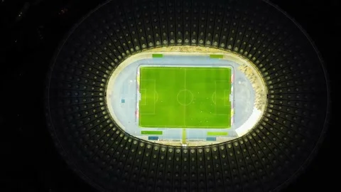 Static Drone shot of Dynamo Kyiv Football Stadium in the capital of Ukraine Stock Footage 200973917
