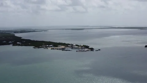 Static drone shot of Seacamp in the Florida Keys Stock Footage 343900632