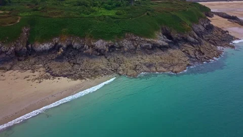 Static Drone View Along Rocky Brittany Coast Stock Footage 343049745