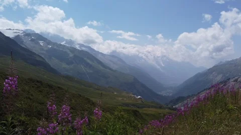 Static Drone View Of Alpine Valley Near Mont Blanc Stock Footage 341340851