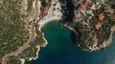 Static drone view of turquoise lagoon at Aegean sea in Kas city 動画素材 235514396