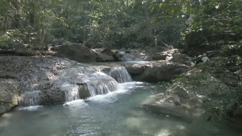 Static drone waterfall footage Video stock 153287394