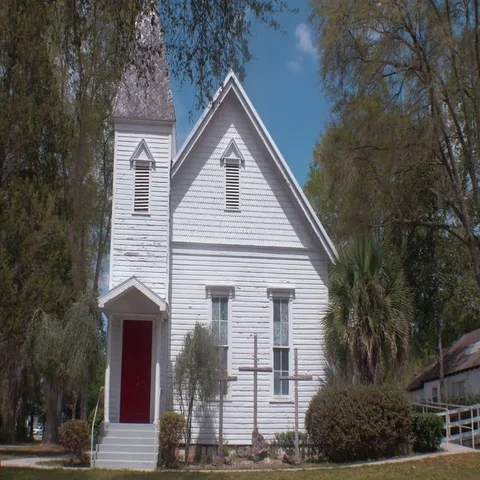 Static Establishing Shot of Old Wooden Church, 4K Stock Footage 69521163