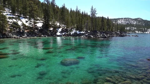 Static frame with beautiful clear lake water. Video stock 106419750