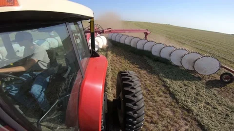 Static GoPro - Rake, Raking up Alfalfa (6) Stock Footage 221861682