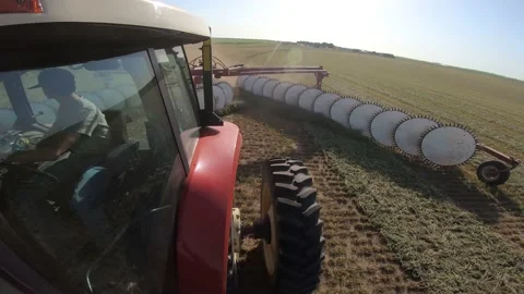 Static GoPro - Rake, Raking up Alfalfa, Lens Flare (4) Stock Footage 221861718