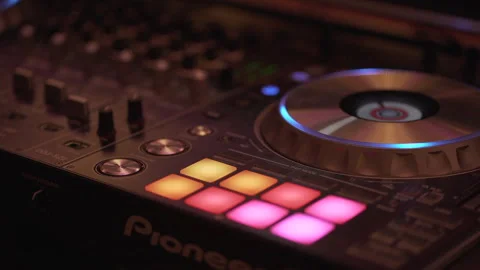 Static HD video Dj mixes the track in the nightclub at party Stock-Footage 247734671