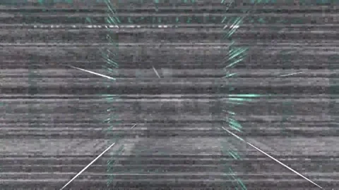 Static hit starting corridor warping teal code blurring, guide lines forming Stock Footage 329812549