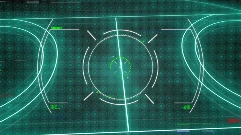 Static HUD reticle holding steady as glowing teal arcs sweeping rotating 스톡 동영상 316625142