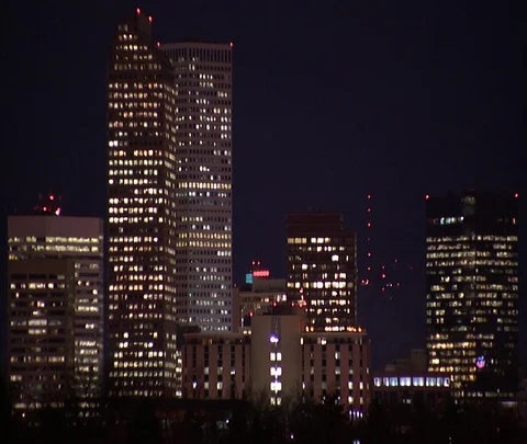 Static of illuminated Denver skyline Stock Footage 86747994