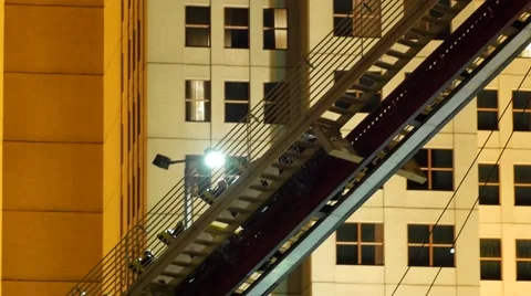 Static Las Vegas back side hotel New York roller coaster. Night. Stock Footage 56467084