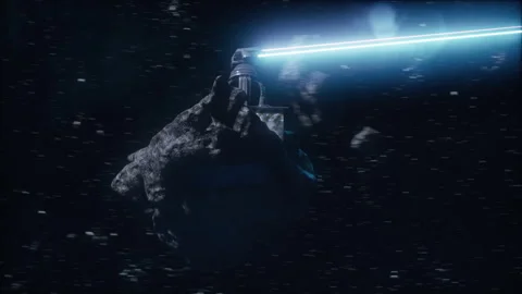 Static Laser Tower Engaged in Deep Space Combat Video stock 309322639