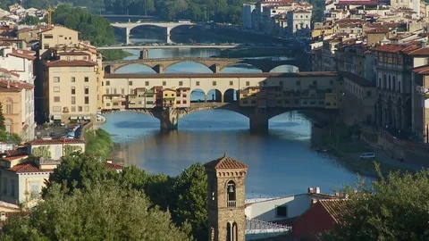 Static long shot of The Ponte Vecchio Florence, Italy 스톡 동영상 74803607