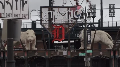 Comerica Park Entrance Sign, Home of Det, Stock Video