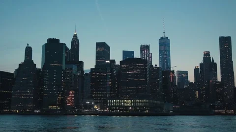 Static Manhattan Cityscape during Twilight Stock-Footage 79849337