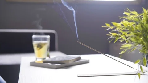 Static map of an incense burner smoking Stock Footage 128514281