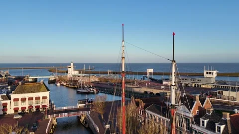 Static mast level view with bridge traffic and rigging Stock Footage 331843487