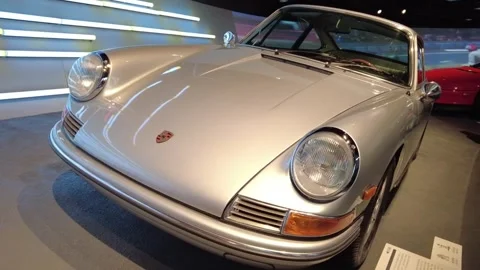 Static medium shot of 1968 Porsche 911 vintage German sports car Stock Footage 338285652