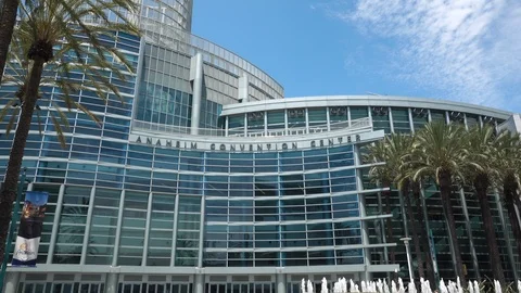 Static medium shot of the Anaheim Convention Center Stock Footage 112946378
