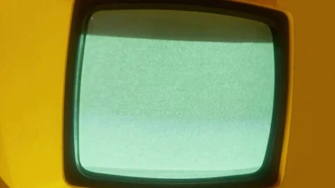 Static noise on old green tv screen close-up retro video in motion. Stock Footage 344001900