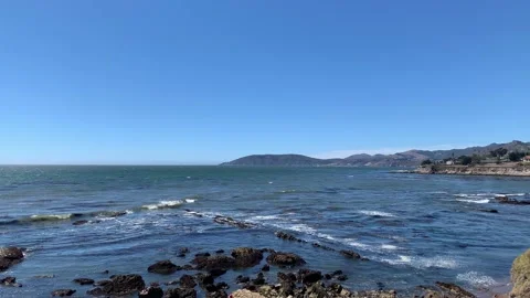 Static ocean shot with small waves at Pismo Beach CA Stock Footage 163244463