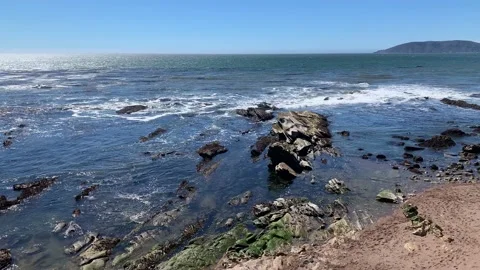Static ocean shot with small waves at Pismo Beach CA Stock Footage 163248576