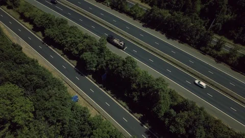 Static Overhead Drone View of Traffic on the M4 Motorway Near Cardiff, Wales Vídeo Stock 340106098