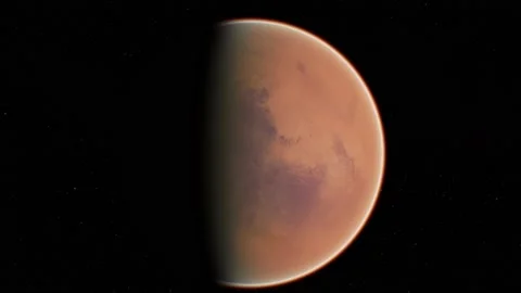 A Static Planet Mars spinning around in outer space close up CGI background Stock Footage 155226600