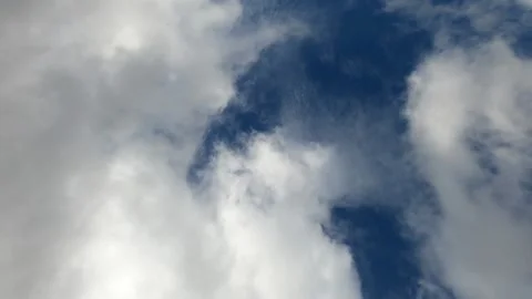 Static real time shot of the sky with fast-moving clouds crossing the frame Stock Footage 329471558