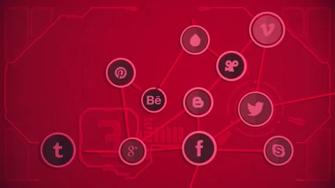 A Static red rotating connected technology icon animation Video stock 155222986